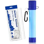 Unyqoos Tragbarer Outdoor-Wasserfilter – 4‑stufiges UF‑Filtersystem (0,01 µm), lebensmitteltauglicher BPA‑freier Kunststoff, bis 1500 L, Blau