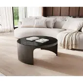 DELIFE Couchtisch Alerio 90x90 cm Marmor Schwarz Silber Metall Black Antique