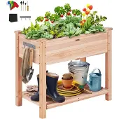Markenlos Hochbeet - Robuste Blumenkiste aus massivem Kiefernholz - 86x46x76 cm - Holzfarbe