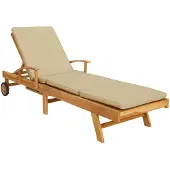 Syfax Sonnenliege mit Kissen 100% Polyester mit solidem Teak