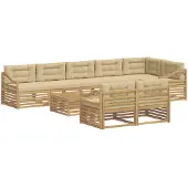 vidaXL Outdoor-Sofagarnitur 9 stk. Weiß und Beige