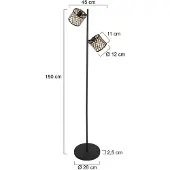 Mexlite Stehleuchte Sumba, 2-fl., schwarz, Bambus natur/schwarz, E14