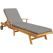 Syfax Sonnenliege mit Kissen 100% Polyester mit solidem Teak