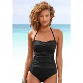 LASCANA Badeanzug , Damen, Gr. 36, Cup B, schwarz, Microfaser, Polyamid, unifarben, Badeanzüge Badeanzug, in Bandeau-Optik
