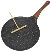 JMXZ Azomor Antihaft-Pfanne für Pfannkuchen mit Holzgriff und Teigverteiler für vielseitiges Kochen