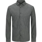 Jack & Jones Langarmhemd "JPRBLAPARKER MELANGE L/S SHIRT BF", Herren, Gr. XL, N-Gr, grau (schwarz), Web, Obermaterial: 58% Lyocell, 42% Baumwolle, unifarben, regular fit, Hemden Langarmhemd