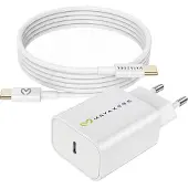 Avizar Mayaxess, 20W Netzteil für Galaxy S24 + USB-C Kabel 1m, Weiß