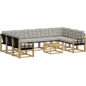 vidaXL Outdoor-Sofagarnitur 10 stk. Weiß und Hellgrau