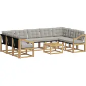 vidaXL Outdoor-Sofagarnitur 10 stk. Weiß und Hellgrau