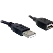 DeLOCK Kabel USB 2.0 Verlaengerung, A/A 15cm S/B, 0,15 m, Schwarz
