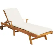 Syfax Sonnenliege mit Kissen Massivholz Teak Braun und Creme