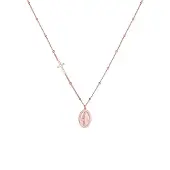 Elli Kette mit Anhänger "Halskette Kugelkette Kreuz Marienbild 925 Sterling Silber" Gr. 45, rosa (rosegold), Halsketten, Damen, ohne Stein, Silber 925 (Sterlingsilber), Kette mit Anhänger