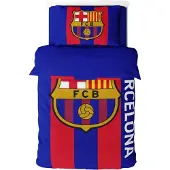 FC Barcelona - Mit Streifen Bettwäsche-Set PP18223 (Doppelbett) (Weinrot/Blau)