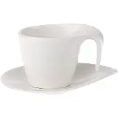 Villeroy & Boch Tasse "Frühstückstasse mit Untertasse Flow 250 ml weiß", weiß, Porzellan, Trinkgefäße, Tasse