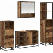 vidaXL Badezimmermöbel-Set 4 stk. Altholz 80 x 33 x 60 cm