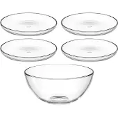 Leonardo Schale "Schalen-/Teller-Set, 5er Set CUCINA, 4x Ø 18 cm & 1x Ø 21,5 cm", transparent, H:10cm Ø:21,5cm, Glas, Schüsseln, Schale, Spülmaschinengeeignet