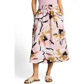 Tom Tailor Webrock , Damen, Gr. 46, bunt (big abstract flower print), Web, Obermaterial: 70% Lyocell, 30% Baumwolle, geblümt, bequem 3/4-Länge, Röcke Webrock, mit Gummizug und Bindeband