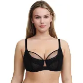 Chantelle Bügel-BH "PLAY", Damen, Gr. 75, Cup G, schwarz, Obermaterial: 83% Polyamid, 17% Elasthan, BHs Bügel-BH, Spitze, Tüll, blickdichtes Gewebe, Cut-Outs am Mittelsteg