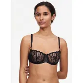 Chantelle Balconette-BH "FLEURS", Damen, Gr. 65, Cup G, schwarz, Obermaterial: 51% Polyamid, 28% Polyester, 21% Elasthan, BHs Balconette-BH, mit floraler Stickerei