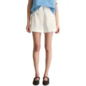 Marc O'Polo Shorts DENIM, Damen, Gr. L, N-Gr, weiß (silky weiß), Web, Obermaterial: 100% Baumwolle, relaxed fit ca. Mitte Oberschenkel, Hosen Shorts, relaxed aus Papertouch-Popeline