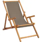 vidaXL Liegestuhl Taupe Massivholz Teak