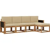 vidaXL Outdoor-Sofagarnitur 5 stk. Natur und Beige Polyester