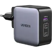 UGREEN 65W Fast Wall Charger, USB-A & 2 x USB-C Black