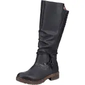 Rieker Winterstiefel , Damen, Gr. 41, Warmfutter, Normalschaft, schwarz, Lederimitat, Schuhe Winterstiefel, Langschaftstiefel, Blockabsatz, mit -TEX-Membran