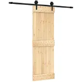 Syfax Schiebetür Natürlich und Schwarz 70 x 210 cm Massivkiefer