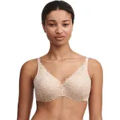 Chantelle T-Shirt-BH "FLORAL TOUCH", Damen, Gr. 80, Cup E, beige (golden beige), Obermaterial: 75% Polyamid, 25% Elasthan, BHs T-Shirt-BH, Spitze, blickdichtes Gewebe