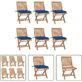 The Living Store Klappbare Gartenstühle mit Kissen 6 Stk. Massivholz Teak