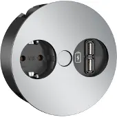 Bachmann TWIST 1x Schutzkontakt, USB-Charger A/A 15W , GST18-Stecker, chrom, 0,2 m