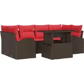 Syfax Gartensofa-set 7 stk. Braun Poly-Rattan