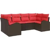 Syfax Gartensofa-set 6 stk. Braun [Synthetisch]: Poly Rattan