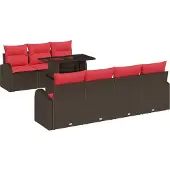 Syfax Gartensofa-set 8 stk. Braun Poly Rattan