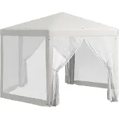 Outsunny Gartenpavillon 3,94x3,412m 6-eckig Pavillon mit Moskitonetz Polyester