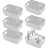 Sonstiges 6er Set Graue Aufbewahrungsboxen mit Griffen aus Kunststoff & Deckel
