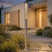 LINDBY LED-Wegeleuchte Fjorya, Höhe 90 cm, steingrau, IP65