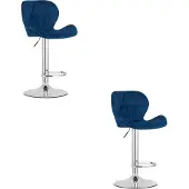 Leobert WEST Hocker – Marineblaues Samtstoff / Chromgestell, 2 Stück