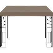 Syfax Pavillon aus pulverbeschichtetem Stahl und Polyester, Taupe, 3x3x2,5 m