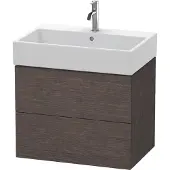 Duravit L-Cube Waschtischunterbau wandhängend, 2 Schubkästen, 684x544x459mm, LC627607272, Farbe: Eiche Dunkel gebürstet Echtholzfurnier