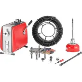 Vevor Elektrische Rohrreinigungsmaschine, 500 W, 1400 U/min, Abflussreiniger, 20 m x 16 mm & 5 m x 9,5 mm Federkabel, 0,4 m x 16 mm flexible Feder & 8 Schneider, für Rohre mit 50–110 mm Durchmesser