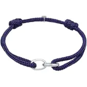 KUZZOI Armkette "Armband Glieder Oval Nylon 925 Sterling Silber" Gr. 190, blau (dunkelblau), Armbänder, Herren, Silber 925 (Sterlingsilber), Armkette