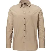 Schöffel Outdoorbluse SCHÖFFEL "Blouse Style Maghera WMN", Damen, Gr. 44, beige (4705, beige), Oberstoff: 100% Polyester. Futter Passe: 100% Polyester, bequem, V-Ausschnitt, Blusen Outdoorbluse