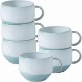 Villeroy & Boch Tasse "Kaffeetassen Perlemor Aqua 190 ml 6er Set blau", blau, B:9cm H:6,5cm, Porzellan, LIKE. BY , Trinkgefäße, Tasse, Spülmaschinengeeignet, Mikrowellengeeignet