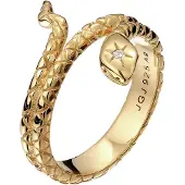 Elli Silberring "Ring Schlange Wickelring Zirkonia 925 Silber" Gr. 54, gold, Fingerringe, Damen, 54, Silber 925 (Sterlingsilber), Silberring