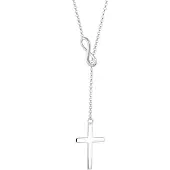 Elli Y-Kette "Halskette Y-Kette mit Kreuz und Infinity Symbol 925 Silber" Gr. 45, silber, Halsketten, Damen, ohne Stein, Silber 925 (Sterlingsilber), Y-Kette