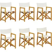 Syfax 6-teiliges Klappstuhl-Set, cremeweißer Stoff