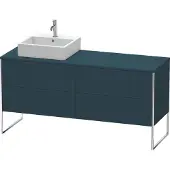 Duravit XSquare Konsolenwaschtischunterbau freistehend, 4 Auszüge, Becken links, 1600x778x548mm, XS4924L9898, Farbe: Nachtblau Seidenmatt Lack