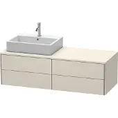 Duravit XSquare Konsolenwaschtischunterbau wandhängend, 4 Schubkästen, Becken links, 1400x400x548mm, XS4913L9191, Farbe: Taupe Matt